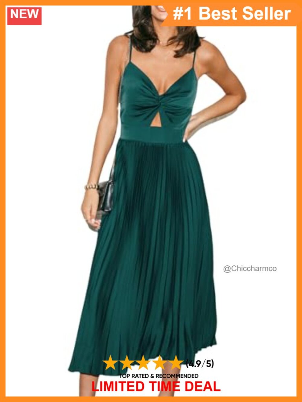 Pleated Cutout Midi Dress Sweetheart Spaghetti Strap A-Line Party Formal